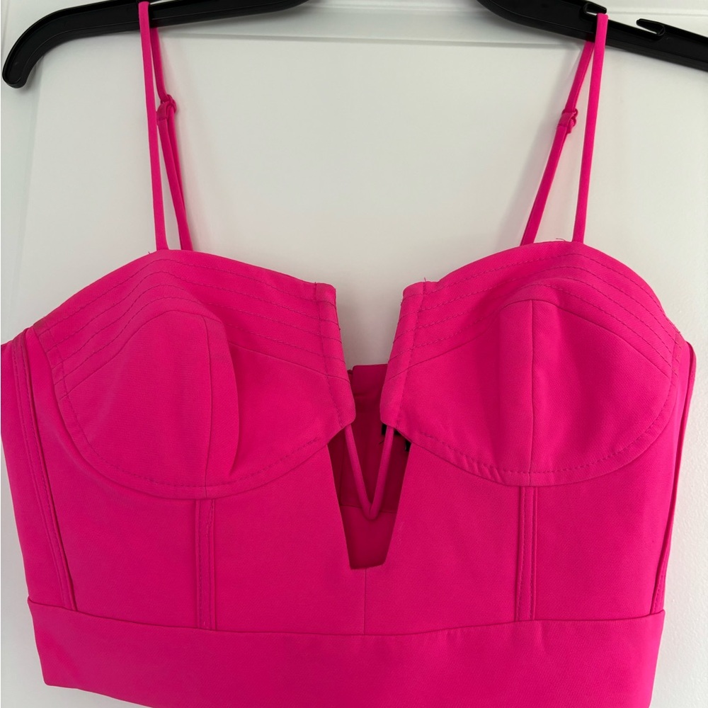 Bardot Hot Pink Cropped Bustier - Size 4/S